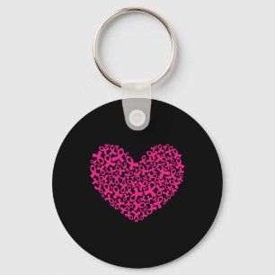 Chaveiro Mês de consciência do câncer de mama Ribbon Heart 