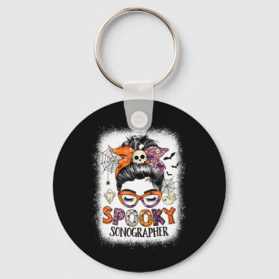 Chaveiro Messy Bun Spooky Sonographer Diversão de Halloween