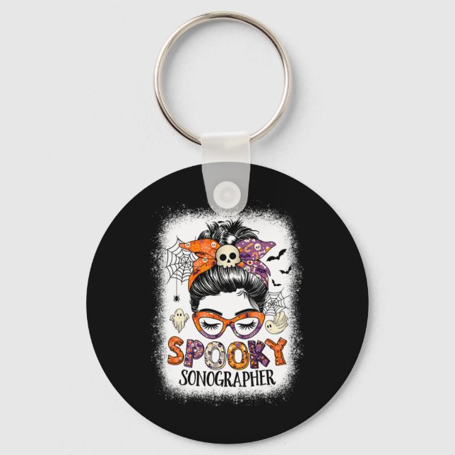 Chaveiro Messy Bun Spooky Sonographer Diversão de Halloween (Frente)