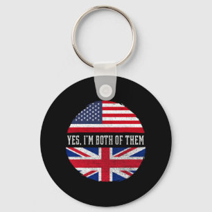 Chaveiro Metade Americano Metade Britânico Bandeira Dos EUA