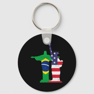 Chaveiro Metade Brasileiro Metade Americano EUA Brasil Cult