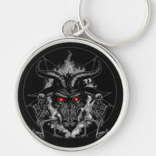 Chaveiro Metal do preto do Pentagram de Baphomet