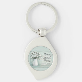Chaveiro Metal Keychain Gorgeous Cotton Flowers Farmhouse 