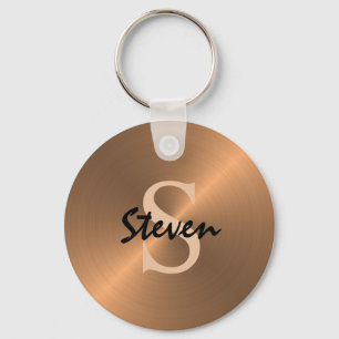 Chaveiro Metálico de Bronze de Monograma de Script Elegant