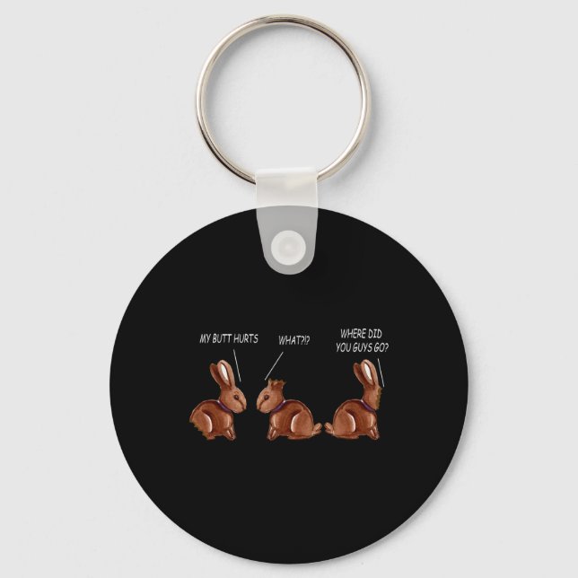 Chaveiro Meu Bumbum Dói Coelho de Chocolate Funny Easter  (Frente)