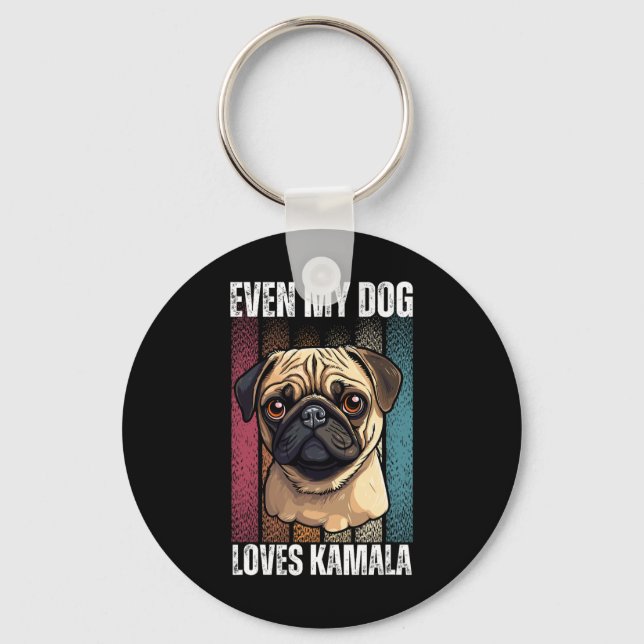 Chaveiro Meu Cachorro ama amantes de Kamala Pug (Frente)