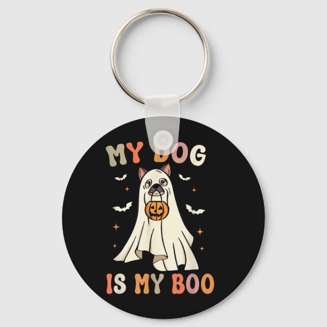 Chaveiro Meu Cachorro é Meu Amor Fantasma de Halloween (Frente)