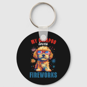 Chaveiro Meu Cavapoo ama fogos de artifício 4 de julho Patr
