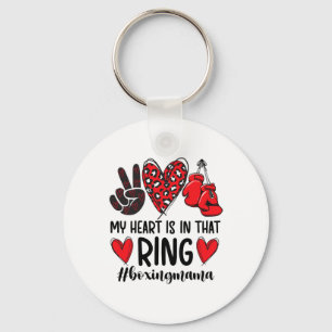 Chaveiro Meu Coração Está Naquele Ringue Mãe de Boxe Mama d