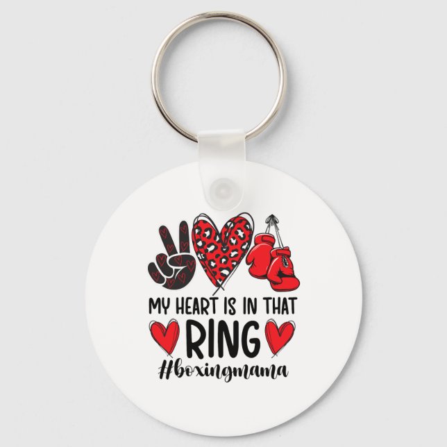 Chaveiro Meu Coração Está Naquele Ringue Mãe de Boxe Mama d (Frente)