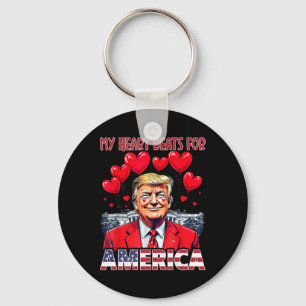 Chaveiro Meu Coração Lateja Pela América Trump Dia dos Namo