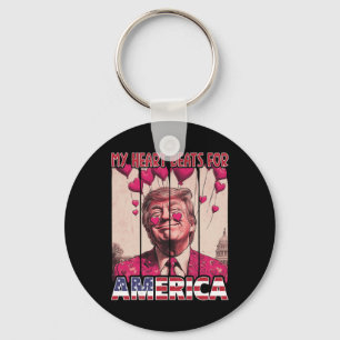 Chaveiro Meu Coração Lateja Pela América Trump Dia dos Namo
