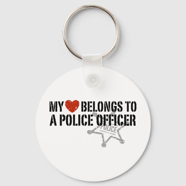 Chaveiro Meu Coração Pertence a um Policial (Frente)