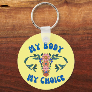 Chaveiro Meu Corpo Minha Escolha Utero Floral Pro-Choice