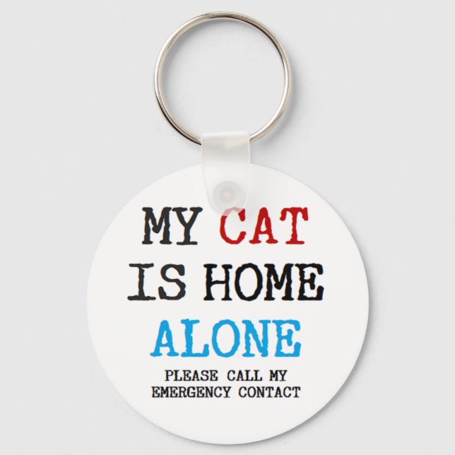 Chaveiro meu gato está sozinho em casa (Frente)