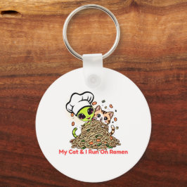 Chaveiro Meu Gato & Eu Corremos em Ramen Kawaii Arte