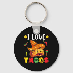 Chaveiro Mexicano Cinco de Mayo Camisa Eu Adoro Tacos