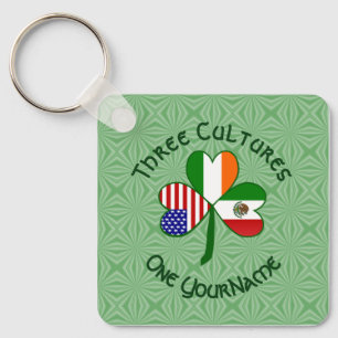Chaveiro Mexicano Irish American Flags Shamrock Seu Nome
