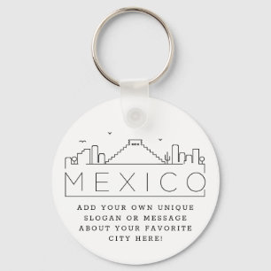 Chaveiro México Estilizou a Linha do Skyline Slogan Perso