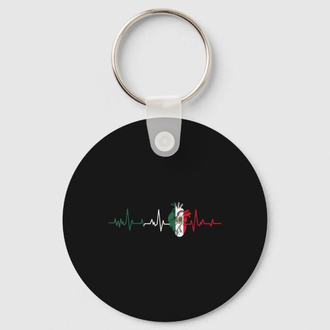 Chaveiro México Flag Heartbeat Para Orgulho Mexicano Fl (Frente)