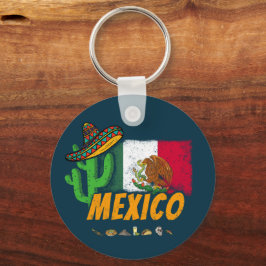 Chaveiro México Vintage Cactus Com Bandeira Sombrero Souven