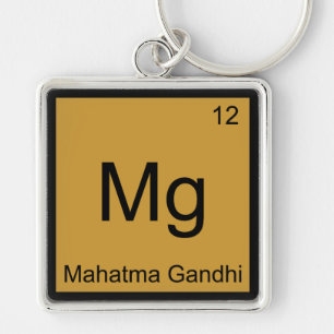 Chaveiro Mg - Mahatma Gandhi Símbolo de Elemento Químico En