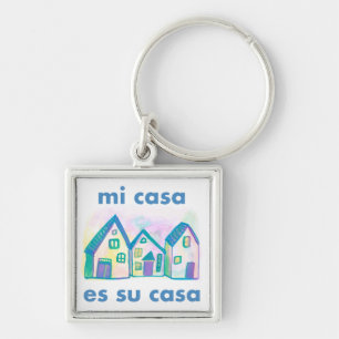 Chaveiro MI CASA ES SU CASA Watercolor Houses Cute Cheerful