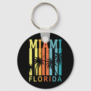 Chaveiro Miami Beach Flórida Pôr do Sol Vintage Tropical Ve
