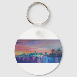 Chaveiro Miami Skyline Silhouette Ao Sunset, Na Flórida