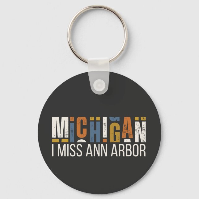 Chaveiro Michigan Eu Sinto Saudades de Ann Arbor (Frente)