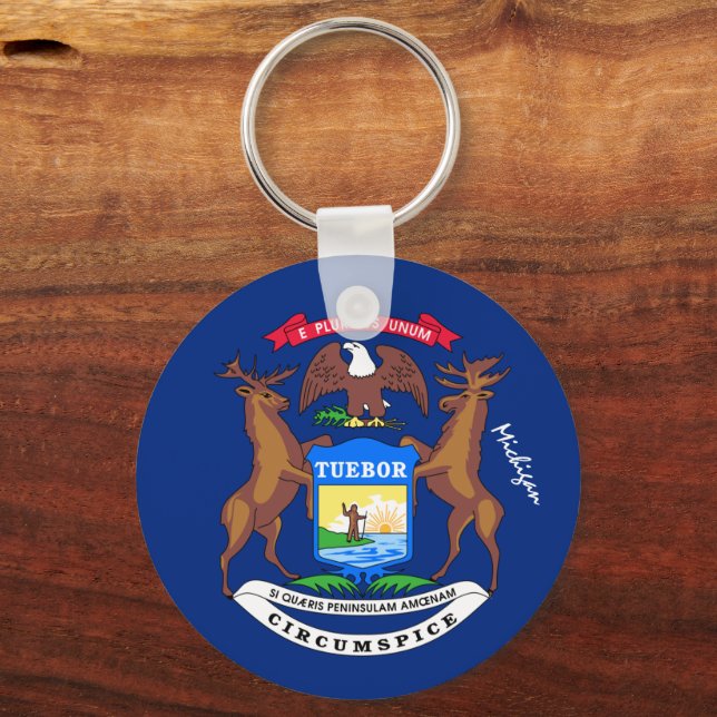 Chaveiro Michigan Flag & Michigan, feriado, patriotas e esp (Frente)