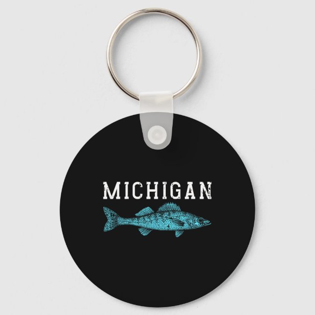 Chaveiro Michigan Walleye Pescador de Pesca Angler Midwest (Frente)