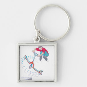 Chaveiro micro desenhos animados do truque do microscooter