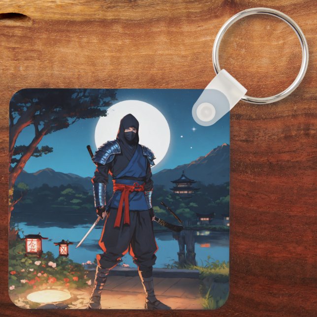 Chaveiro Midnight Shinobi: Silhueta Ninja Luz da Lua Premi (Verso)