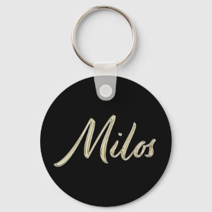 Chaveiro Milos Name whitegold Button Schlüsselanhänger