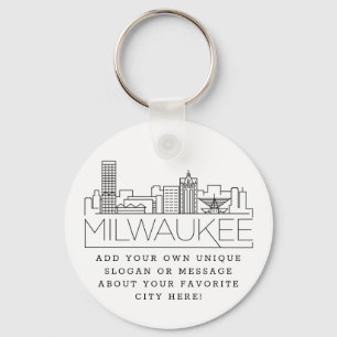 Chaveiro Milwaukee Stylized Skyline Slogan Personalizado