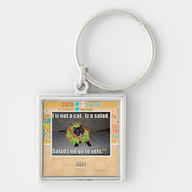 Chaveiro Mim iz não um gato. Iz um salad. (Frente)