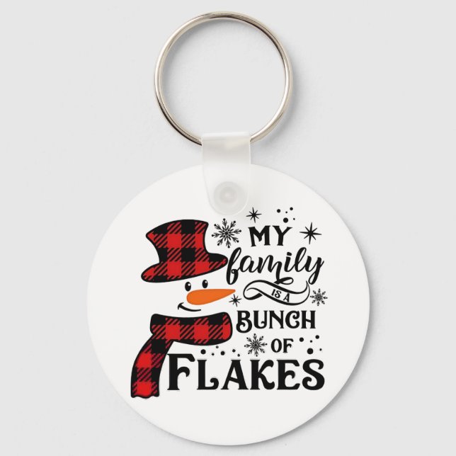 Chaveiro Minha família é um monte de Flakes Snowflake (Frente)