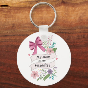 Chaveiro "Minha Mãe é Meu Paraíso" – Pingente de Acrilico E