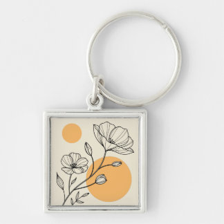 Chaveiro Mini Floral Keychain | Boho Line Art & Terracotta