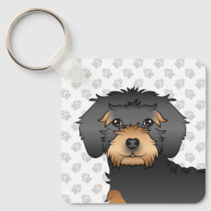 Chaveiro MiniGoldendoodle Negro E Tano Cão e Nome