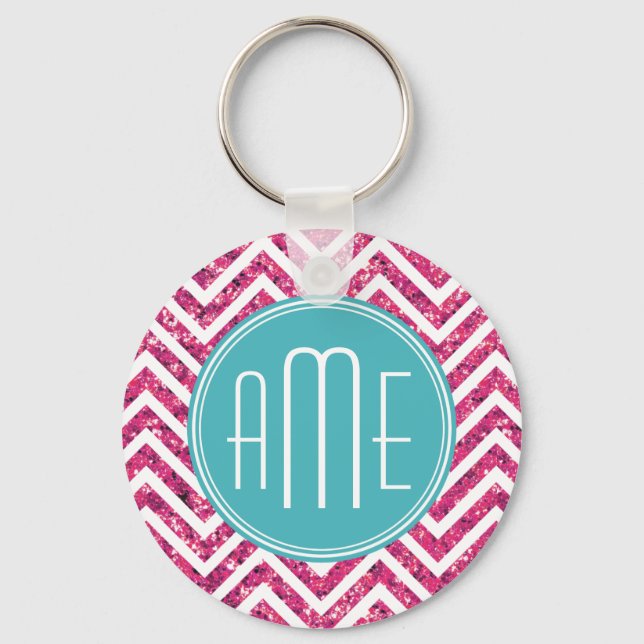 Chaveiro Minigrama rosa e monograma personalizado de impres (Frente)