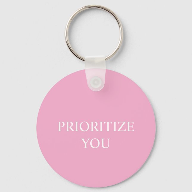 Chaveiro Minimal Prioritize You Quote Dusty Rose Pink (Frente)