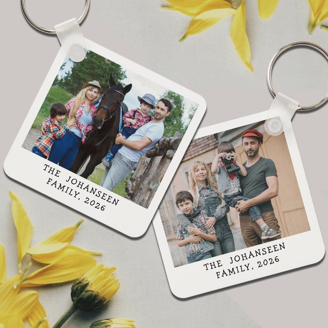 Chaveiro Minimalist Double Sided Family Photos Keepsake (Criador carregado)