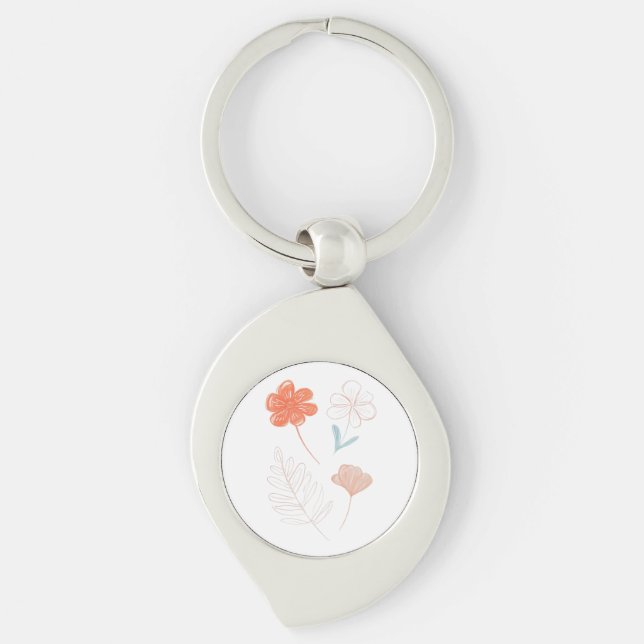 Chaveiro  Minimalist Floral Line Art (Frente)