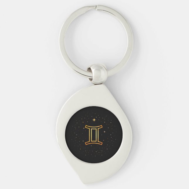 Chaveiro Minimalist Gold Gemini Zodiac Keychain (Frente)