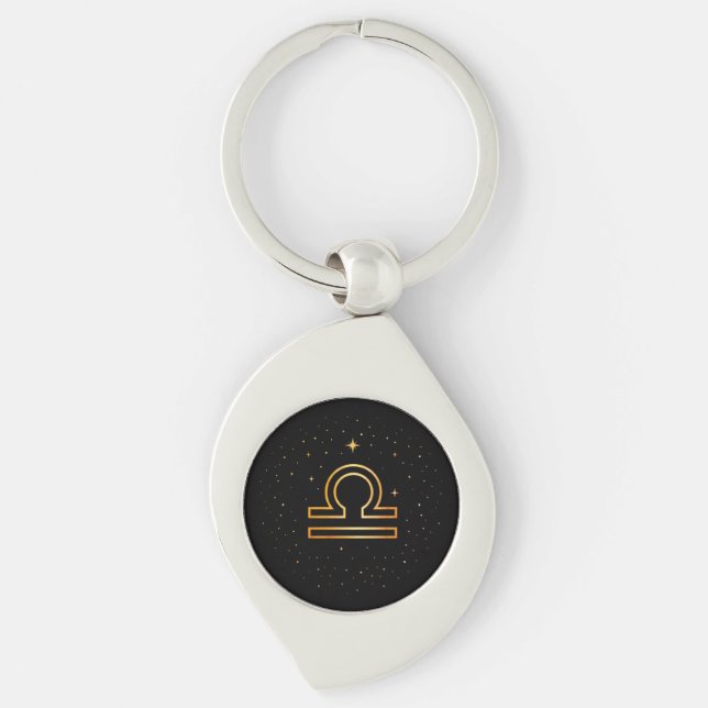 Chaveiro Minimalist Gold Libra Zodiac Keychain (Frente)