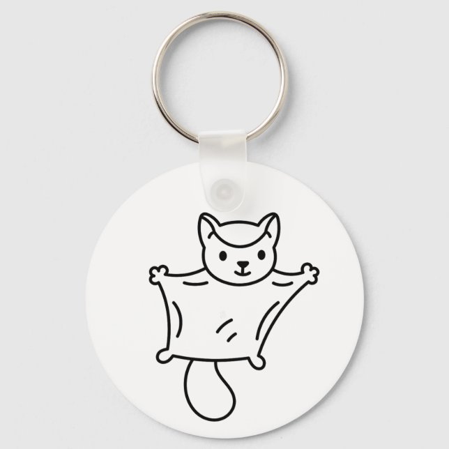 Chaveiro Minimalist Sugar Glider Line Art (Frente)