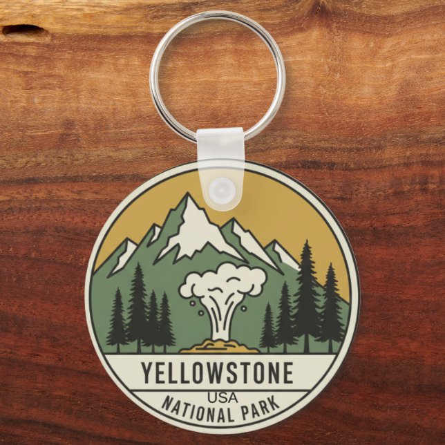Chaveiro Minimalist Yellowstone National Park Keychain - Cu (Verso)