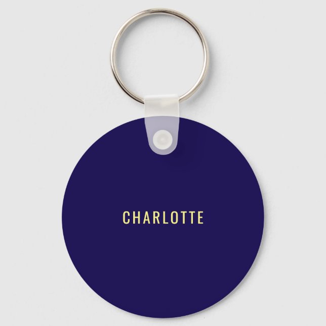 Chaveiro Minimalista Clássico Nome Azul Profissional (Frente)